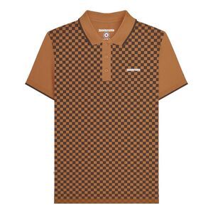 Lambretta Mens Two Tone All-Over Print Polo Shirt / Tobacco